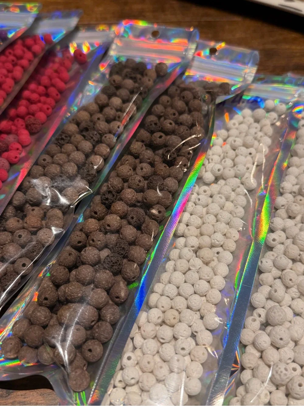 Bulk lot of Red, Brown and white lava beads for jewelry making
